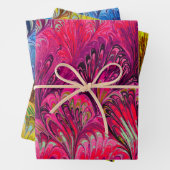 PAPIER MARBÉ, MOTIF JAUNE BLEU ROSE ABSTRAIT (En situation)