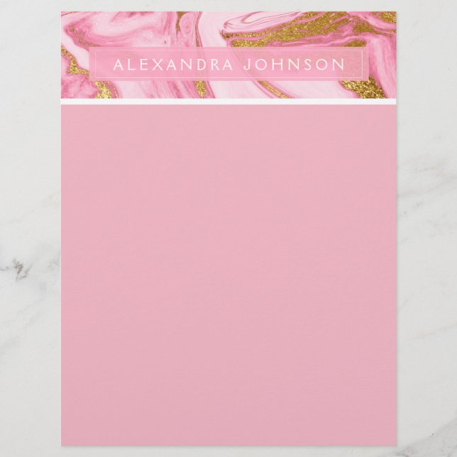 Papier Marbre moderne rose, blanc et or (Devant)