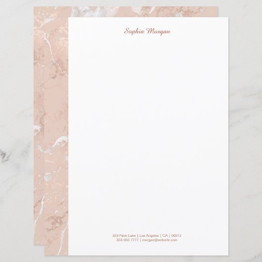 Papier Marbre Or rose, Nom Et Coordonnées, Vs 3 (Devant / Derrière)