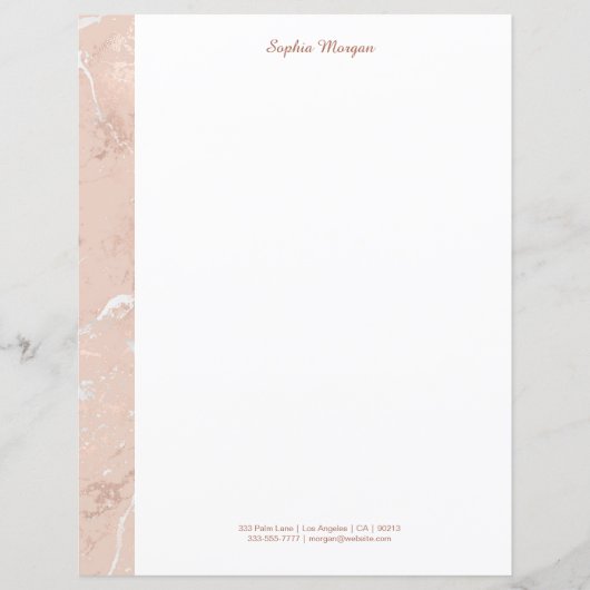 Papier Marbre Or rose, Nom Et Coordonnées, Vs 3 (Devant)