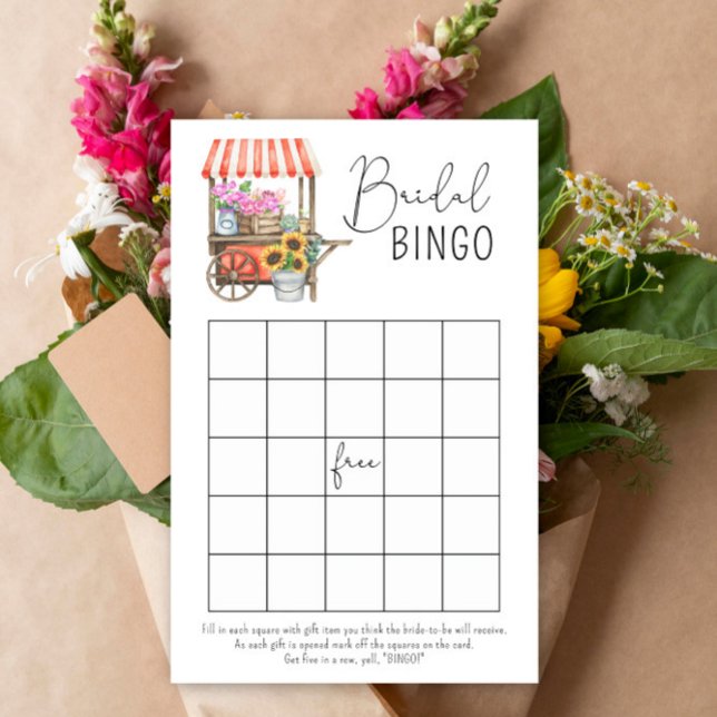 Papier Marché aux fleurs Jeu de bingo de douche nuptiale (Créateur téléchargé)