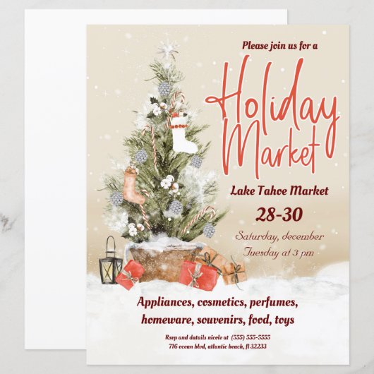 Papier Marché de Noël Invitation (Devant / Derrière)