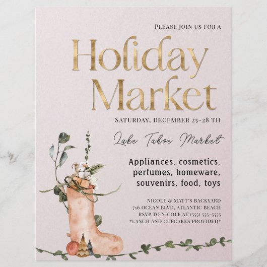 Papier Marché de vacances Décorations de Noël Invitation (Devant)