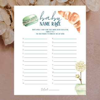 Papier Marché français - Baby shower Nom Race Jeu