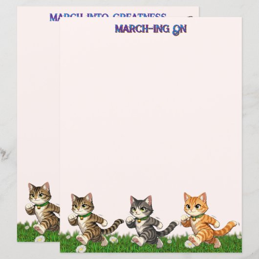Papier Marching Cats Stationery (Devant / Derrière)