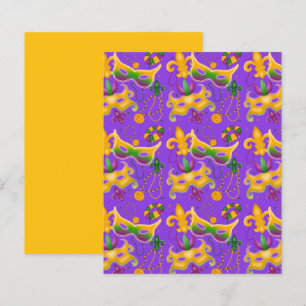 Papier Mardi Gras Masque Fleur de Lis Perles King Cake