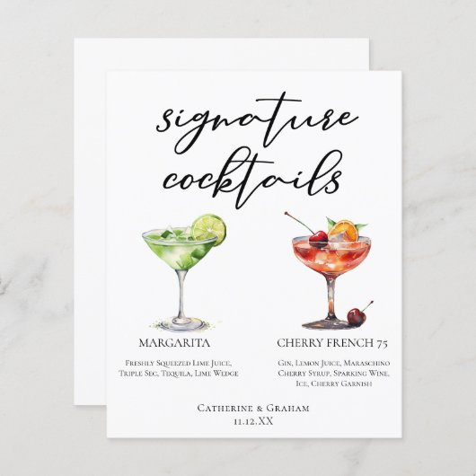 Papier Margarita Cherry Français 75 Cocktails Mariages Me (Devant / Derrière)