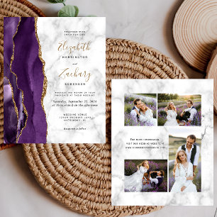 Papier Mariage 4 photos en marbre d'agate violet budget