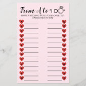 Papier Mariage A à Z Jeu - Activité Fête des mariées amus (Devant)