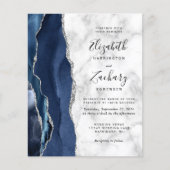 Papier Mariage à budget bleu marine agate marbre (Devant)