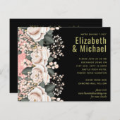 Papier Mariage à budget maîtrisé avec des fleurs roses et (Devant / Derrière)