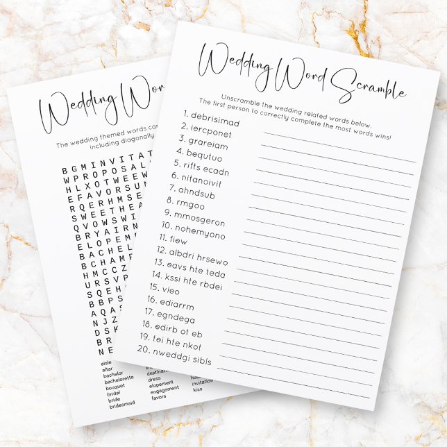 Papier Mariage à double face Mot de recherche Jeu (Créateur téléchargé)