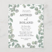 Papier Mariage à l'aquarelle eucalyptus rustique et écono (Devant)