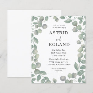 Papier Mariage à l'aquarelle eucalyptus rustique et écono