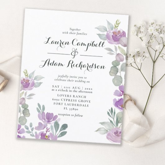 Papier Mariage à l'aquarelle rose Eucalyptus Budget