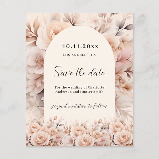 Papier Mariage à l'arc rose de pêche à la crème Enregistr (Devant)