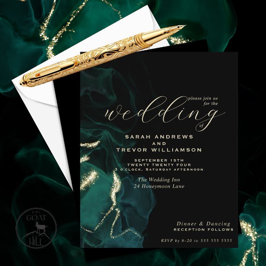 Papier Mariage à petit budget Encre à alcool vert océan p