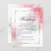 Papier Mariage à petit budget Rose sauge Rose rose encre  (Devant / Derrière)