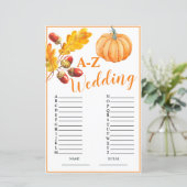 Papier Mariage A-Z Automne Citrouille Jeu nuptial (Debout devant)