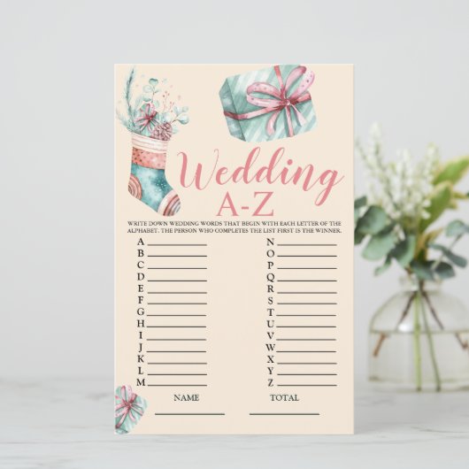 Papier Mariage A-Z Christmas Stocking Bridal Game (Debout devant)