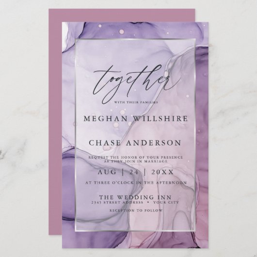 Papier Mariage abordable Cust6 Lavender Rose Abstrait (Devant / Derrière)