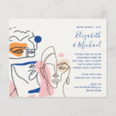 Papier Mariage Abstrait de corail bleu moderne (Devant)