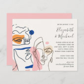 Papier Mariage Abstrait de corail bleu moderne (Devant / Derrière)