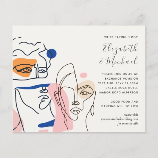 Papier Mariage Abstrait de corail bleu moderne (Devant)