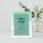 Papier Mariage Abstrait Mint Green Gold Alcohol Enk (Debout devant)