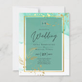 Papier Mariage Abstrait Mint Green Gold Alcohol Enk (Devant)