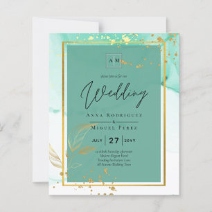 Papier Mariage Abstrait Mint Green Gold Alcohol Enk