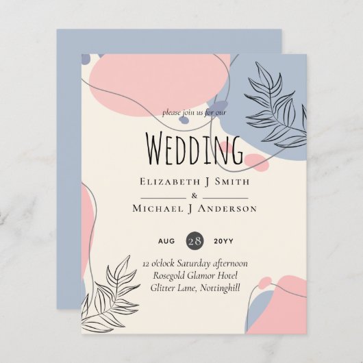 Papier Mariage Abstrait moderne scandinave japonais (Devant / Derrière)