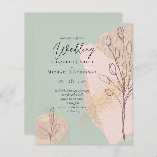 Papier Mariage Abstrait moderne scandinave japonais (Devant / Derrière)