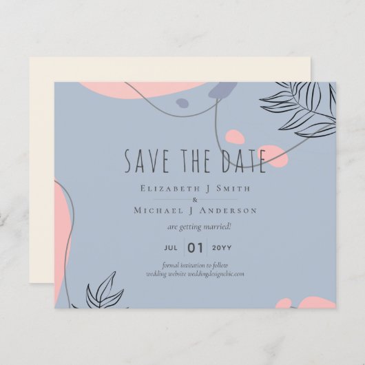 Papier Mariage Abstrait moderne scandinave japonais (Devant / Derrière)