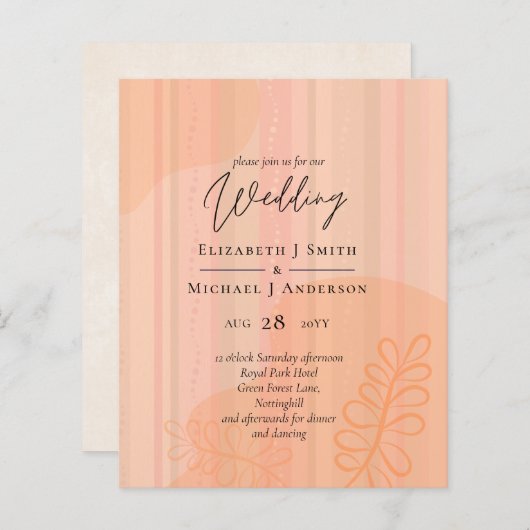 Papier Mariage Abstrait moderne scandinave japonais (Devant / Derrière)