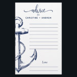 Papier Mariage Ancre nautique<br><div class="desc">Permettez à vos invités de remplir des fiches de conseils pour vous donner de la sagesse dans votre mariage.</div>