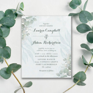 Papier Mariage aquarelle à l'eucalyptus rustique et écono