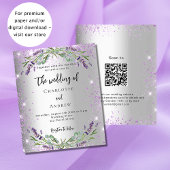 Papier Mariage argent lavande QR RSVP invitation budgétai