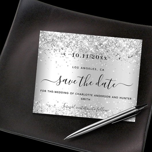 Papier Mariage argent parties scintillant budget date de 