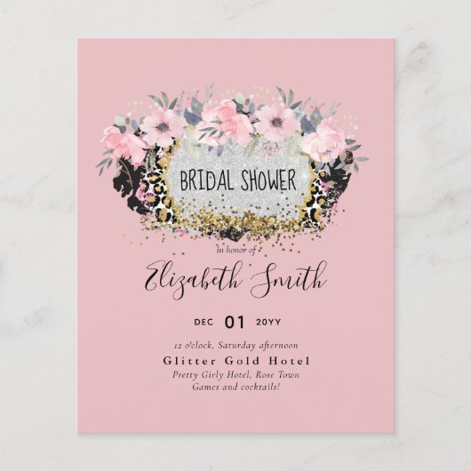 Papier MARIAGE - Argent Rosegold Floral Girl Parties scin (Devant)