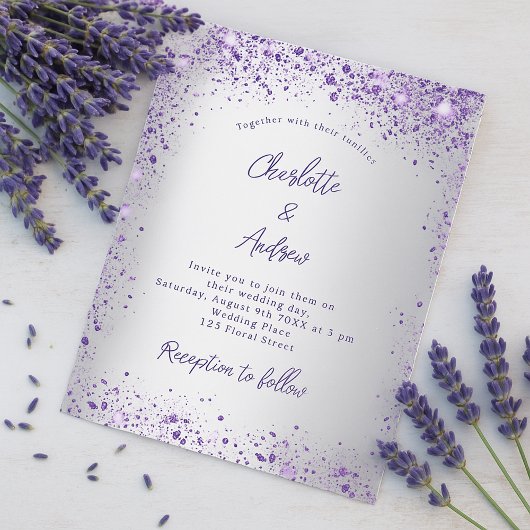 Papier Mariage argent violet violet budget invitation