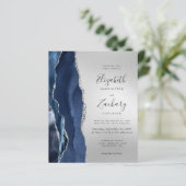 Papier Mariage argenté à l'agate bleu marine bon marché (Debout devant)