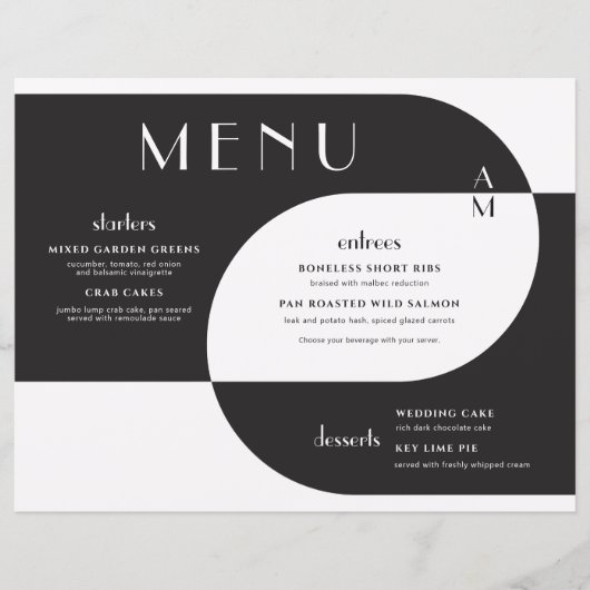 Papier Mariage Art Déco Vintage Noir Blanc (Devant)