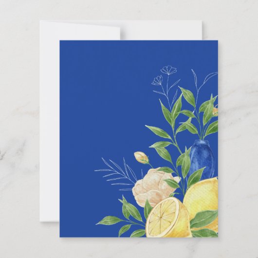 Papier Mariage au citron bleu méditerranéen Sauvez la dat (Dos)