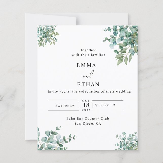 Papier mariage au vert eucalyptus (Devant)