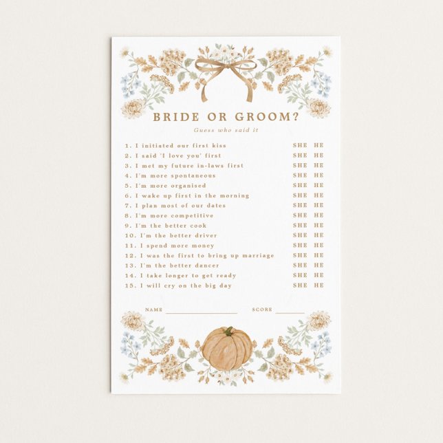 Papier Mariage automnal dans un cottage - Devinez qui (Créateur téléchargé)
