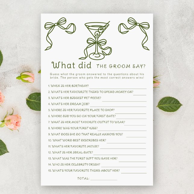 Papier Mariage avec arc martini Que ​​a dit le marié  (Créateur téléchargé)