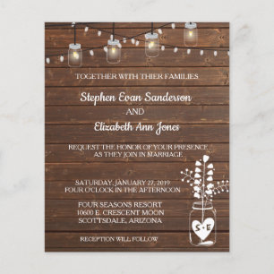 Papier Mariage Barn Mason Jar Classic Wood Lumières rusti