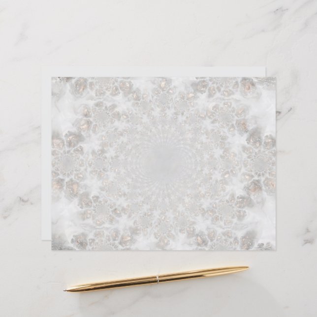 Papier Mariage Blanc Argent Simple Élégant (Devant/Arrière en situation)