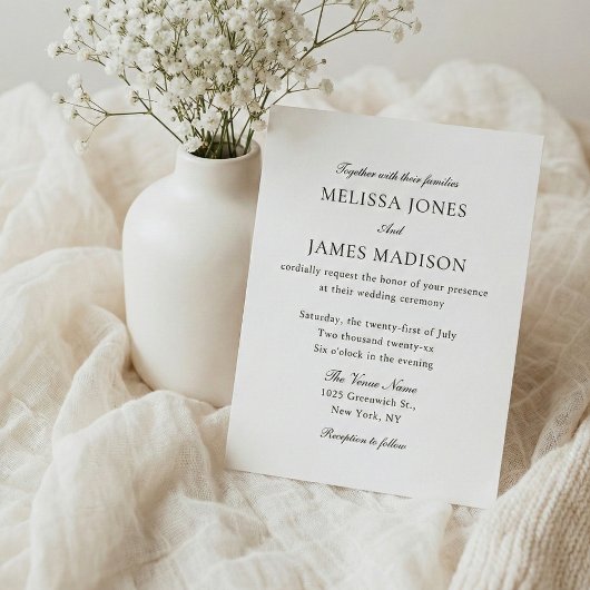Papier Mariage Blanc de Typographie Traditionnelle Classi